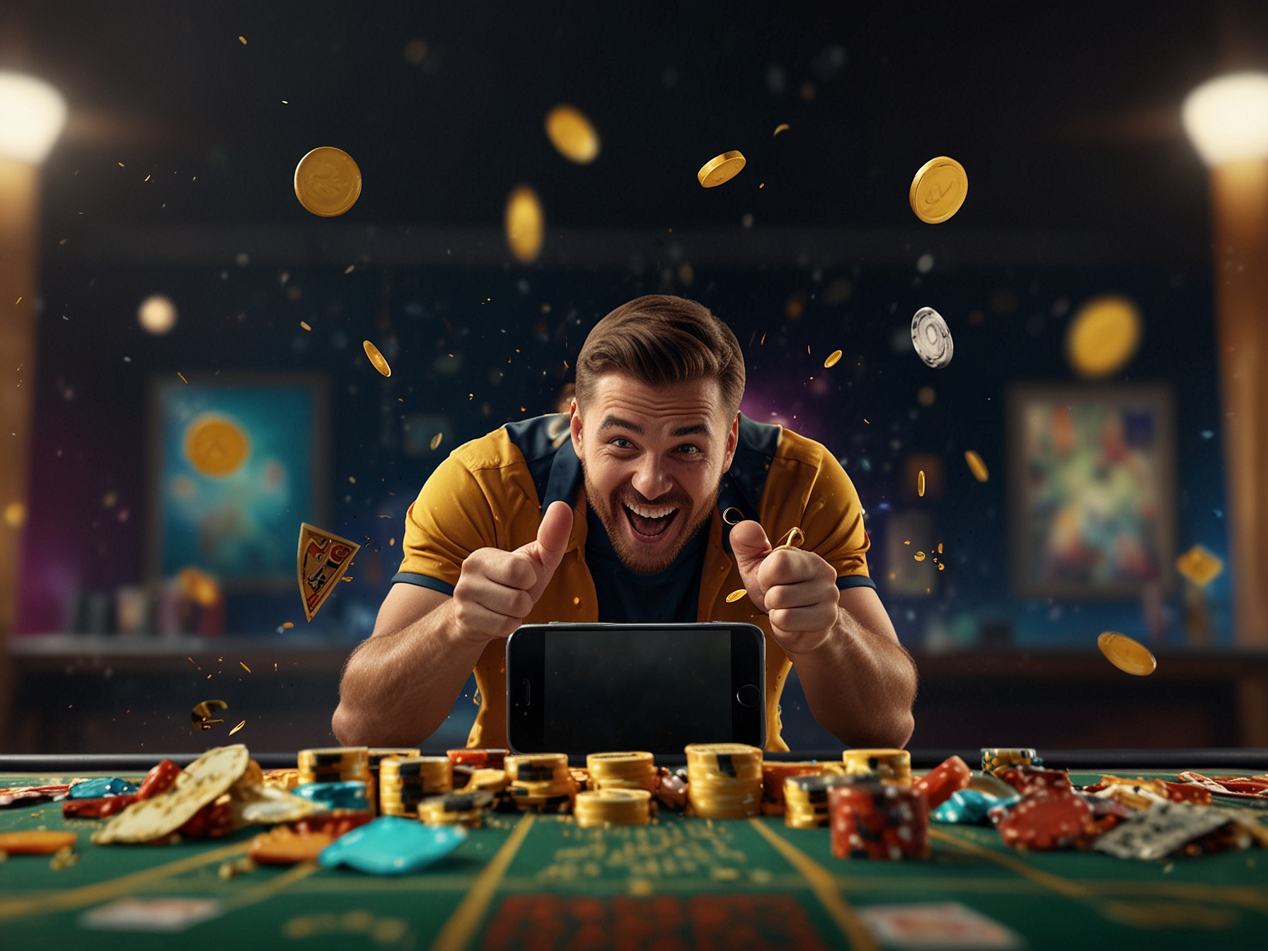 Bonus hero showing bonus confetti and coins